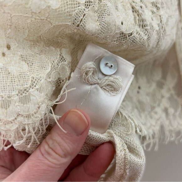 Anthropologie Knitted & Knotted Afterword Cardigan Sweater Beige Metallic Lace - Picture 11 of 16